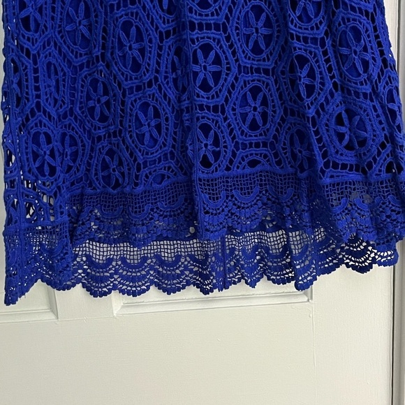 ELLA Moss Anthropologie High low Crochet Lace Electric Blue Skirt S Grannycore - Picture 3 of 13